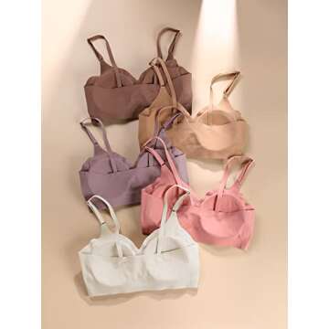 Verdusa Women's 5Pack Padded Seamless Bralettes Bra Camisole Top Beige Multi S