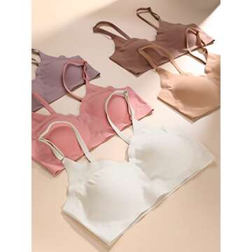 Verdusa Women's 5Pack Padded Seamless Bralettes Bra Camisole Top Beige Multi S