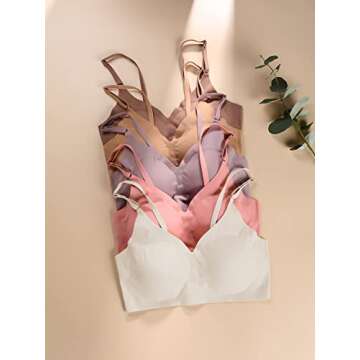Verdusa Women's 5Pack Padded Seamless Bralettes Bra Camisole Top Beige Multi S