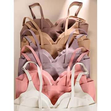 Verdusa Women's 5Pack Padded Seamless Bralettes Bra Camisole Top Beige Multi S