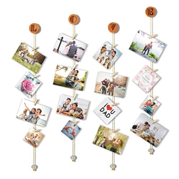 Olakee Hanging Photo Display Picture Frame Collage Picture Display Organizer with 30 Wood Clips for ...
