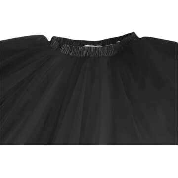 Dressever Vintage 1950s Short Tulle Petticoat Ballet Bubble Tutu Black X-Large