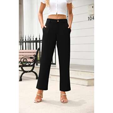 Febriajuce Women’s Elastic High Waisted Work Pants - Stylish & Comfortable Trousers