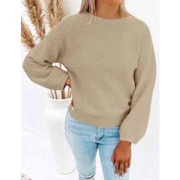 ZESICA Women's Soft Knit Pullover Lantern Sleeve Sweater