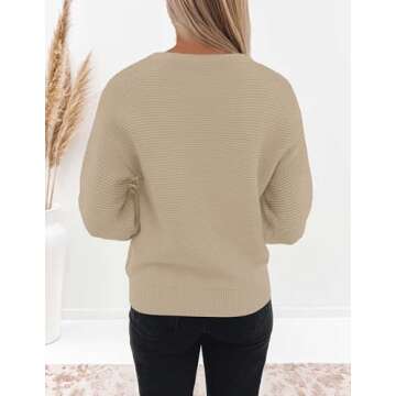 ZESICA Women's Soft Knit Pullover Lantern Sleeve Sweater