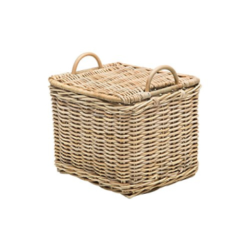 KOUBOO Rattan Core Rectangular Storage Basket, Wicker Basket with Lid, Living Room Basket, Toy Baske...