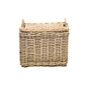 KOUBOO Rattan Core Rectangular Storage Basket, Wicker Basket with Lid, Living Room Basket, Toy Basket, Decorative Bin, Home Organizer, Natural