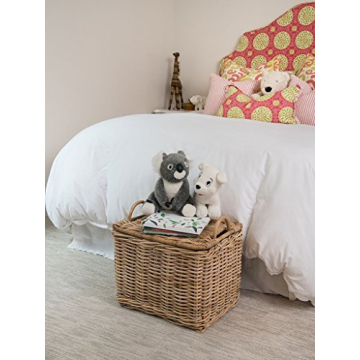 KOUBOO Rattan Core Rectangular Storage Basket, Wicker Basket with Lid, Living Room Basket, Toy Basket, Decorative Bin, Home Organizer, Natural