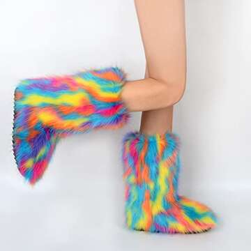 Gegefur Women's Faux Fur Boot - Furry Fluffy Short Snow Boots for Comfort