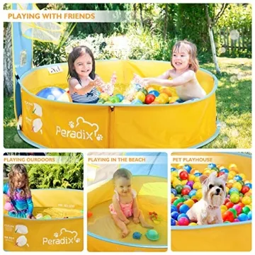 Peradix 3-in-1 Kids Paddling Pool UV Sunshade Basketball Hoop