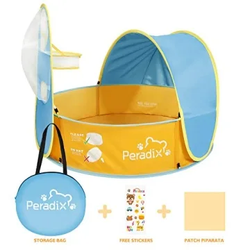 Peradix 3-in-1 Kids Paddling Pool UV Sunshade Basketball Hoop