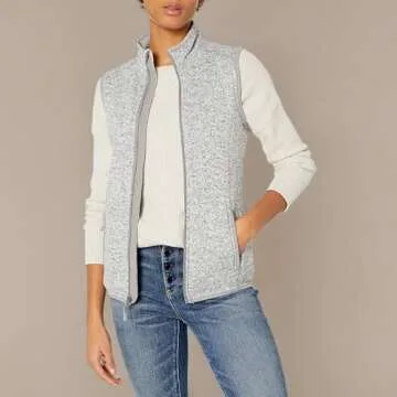 Charles River Apparel Women's Pacific Sweater Fleece Vest, Light Grey Heather, XL