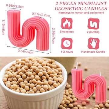 Tondiamo 2 Pcs Valentine's Candles Twist Aesthetic Candles Cool S Shape Minimalist Geometric Shaped ...