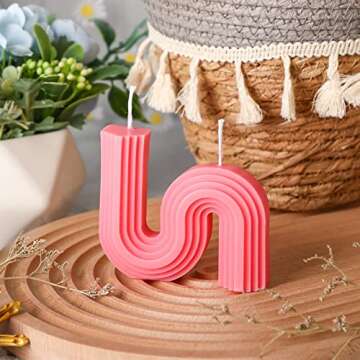 Tondiamo 2 Pcs Valentine's Candles Twist Aesthetic Candles Cool S Shape Minimalist Geometric Shaped Soy Wax Scented Art Decorative Handmade for Wedding Birthday Valentine's Gift(Hot Pink)