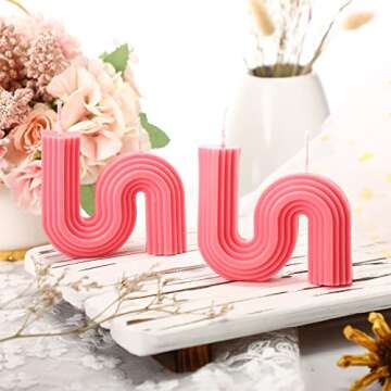 Tondiamo 2 Pcs Valentine's Candles Twist Aesthetic Candles Cool S Shape Minimalist Geometric Shaped Soy Wax Scented Art Decorative Handmade for Wedding Birthday Valentine's Gift(Hot Pink)