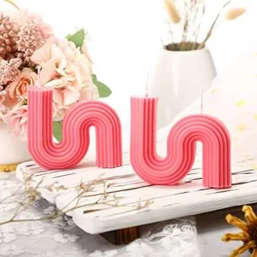 Tondiamo 2 Pcs Valentine's Candles Twist Aesthetic Candles Cool S Shape Minimalist Geometric Shaped Soy Wax Scented Art Decorative Handmade for Wedding Birthday Valentine's Gift(Hot Pink)