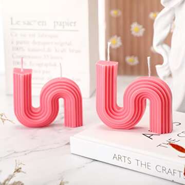 Tondiamo 2 Pcs Valentine's Candles Twist Aesthetic Candles Cool S Shape Minimalist Geometric Shaped Soy Wax Scented Art Decorative Handmade for Wedding Birthday Valentine's Gift(Hot Pink)