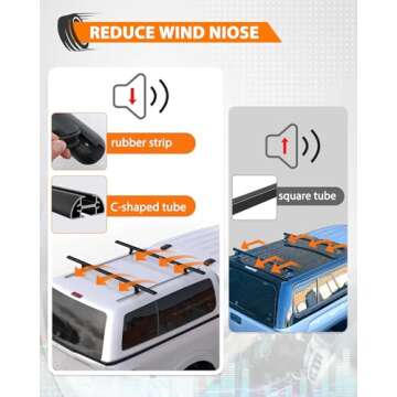 MELIPRON 60" Truck Cap Topper Rack Adjustable Aluminum Ladder Roof Rack for Kayak Canoe Lumber Pipe(...