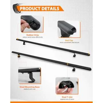 MELIPRON 60" Adjustable Aluminum Ladder Roof Rack