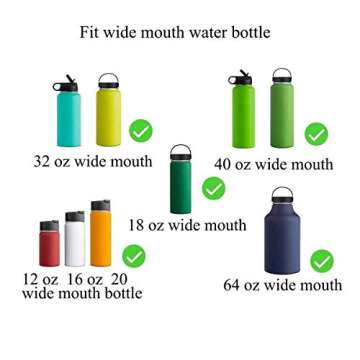 Straw Lid for Wide Mouth Water Bottles with Dust Cover