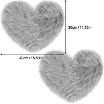 Mudder 2 Pieces Heart Shaped Rug Faux Room Fluffy Carpet Heart Shaped Door Mat for Room Bedroom, 12 x 16 Inch(Gray)