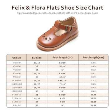 Felix & Flora Toddler Little Girl Brown Mary Jane Dress Shoes - Ballet Flats for Easter Flower Girl Party School Shoes（Brown,11 Little Kid