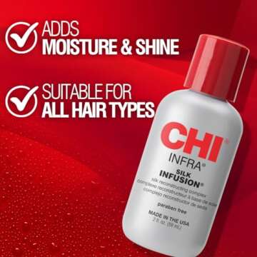 CHI Infra Silk Infusion, Leave-In Reconstructing Treatment To Strengthen & Protect All Hair Types, Alcohol-Free, 2 Oz