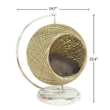 SUSSEXHOME Pets 15.75 x 15.75 x 22.45 Inches Swing Pet Hammock for Cats - Scratch Resistant Cozy Covered Cat Bed for Indoor Cats - Cushioned Cat Cave Bed - Cream