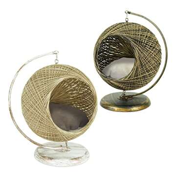 SUSSEXHOME Pets 15.75 x 15.75 x 22.45 Inches Swing Pet Hammock for Cats - Scratch Resistant Cozy Covered Cat Bed for Indoor Cats - Cushioned Cat Cave Bed - Cream