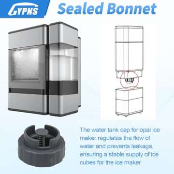 Ice Maker Water Tank Cap Valve Assembly Compatible With GE Profile Opal 2.0 & 1.0 Nugget Ice Maker, for Opal Nugget Ice Maker Side Tank Replacement Parts