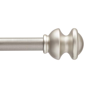 Kenney Kendall Knob Window Curtain Rod - Adjustable 48 to 86 Inches Set, Brushed Nickel Finish