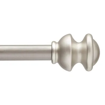 Kenney Kendall Knob Window Curtain Rod - Adjustable 48 to 86 Inches Set, Brushed Nickel Finish