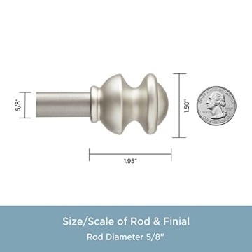 Kenney Adjustable Kendall Knob Curtain Rod 48-86 Inches