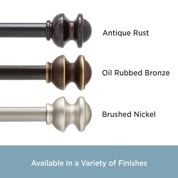 Kenney Adjustable Kendall Knob Curtain Rod 48-86 Inches