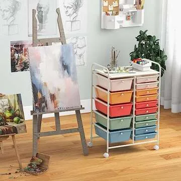 Giantex 15 Drawers Cart for Classroom and Home Organization