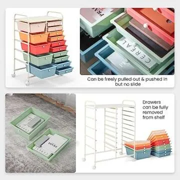 Giantex 15 Drawers Cart for Classroom and Home Organization