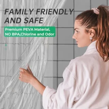 AmazerBath Plastic Shower Curtain Premium PEVA Clear Design 72x72