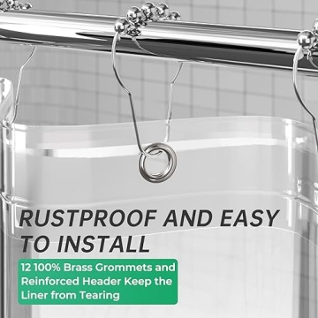 AmazerBath Plastic Shower Curtain Premium PEVA Clear Design 72x72
