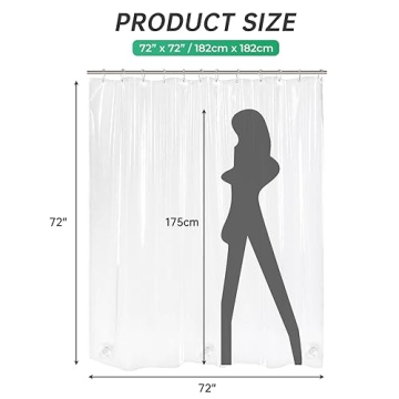 AmazerBath Plastic Shower Curtain Premium PEVA Clear Design 72x72