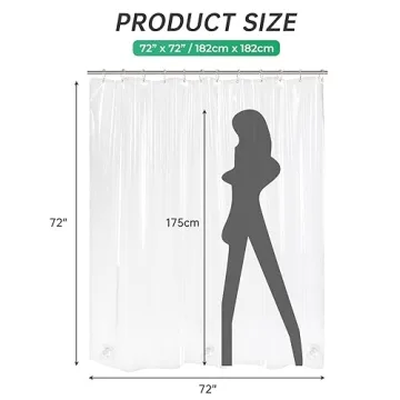 AmazerBath Plastic Shower Curtain Premium PEVA Clear Design 72x72