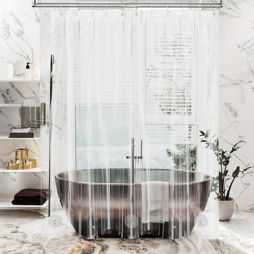 AmazerBath Plastic Shower Curtain Premium PEVA Clear Design 72x72