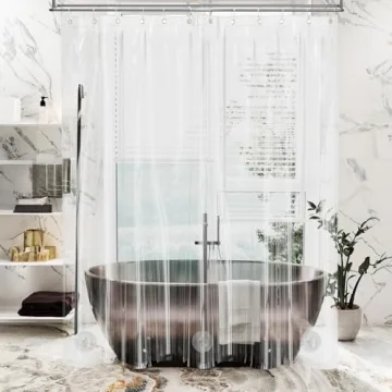 AmazerBath Plastic Shower Curtain Premium PEVA Clear Design 72x72