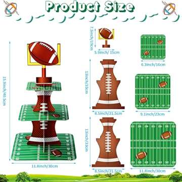 Nuenen Football Theme Party Cupcake Stand Decorations, 3 Tier Cupcake Concession Tower Sports Theme ...