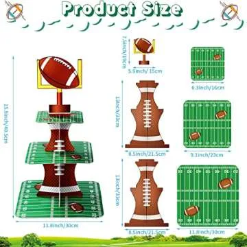 Nuenen Football Theme Party Cupcake Stand Decorations, 3 Tier Cupcake Concession Tower Sports Theme ...