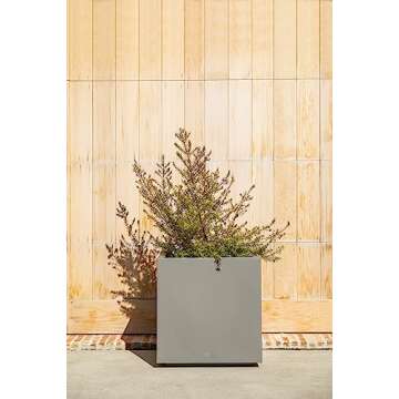 Veradek Block Series Cube Plastic Planter - Large Square Planter for Indoor or Outdoor Patio/Garden | Durable All-Weather Use with Drainage Holes | Modern Décor for Tall Plants, Trees, Flowers