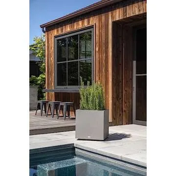 Veradek Block Series Cube Plastic Planter - Large Square Planter for Indoor or Outdoor Patio/Garden | Durable All-Weather Use with Drainage Holes | Modern Décor for Tall Plants, Trees, Flowers