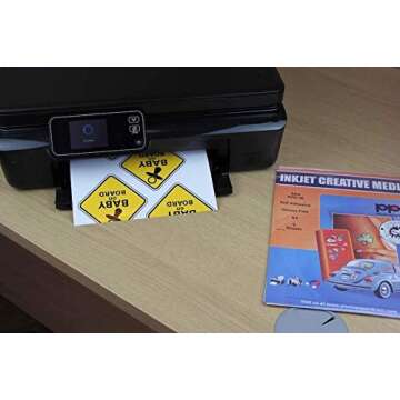 PPD Printable Vinyl Sticker Paper for Inkjet Printer, Glossy Sticker Paper 8.5 x 11, Self-Adhesive P...