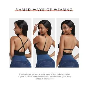 FeelinGirl Shapewear Tummy Control Thong Fajas Colombianas Reductoras y Moldeadoras Bodysuit Thong Black M