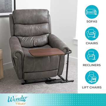 Stander Wonder Tray, Adjustable Swivel Table, Large Laptop Stand, Couch Desk, Side Tables & Gaming Bench, TV-Trays for Eating on Couches, Chairs, Recliners, Walnut