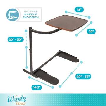 Stander Wonder Tray, Adjustable Swivel Table, Large Laptop Stand, Couch Desk, Side Tables & Gaming Bench, TV-Trays for Eating on Couches, Chairs, Recliners, Walnut